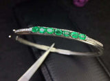 3.5Ct Oval Cut Green Emerald Thin Elegant Bangle Bracelet 14K White Gold Finish