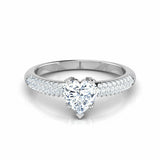 2Ct Heart Cut Diamond Women Solitaire Ring Cluster Accent 14K White Gold Finish