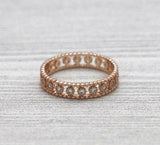 1ct Round Cut Diamond Engagement Ring Vintage Stackable 14k Rose Gold Finish