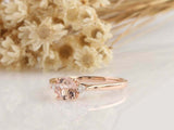 1ct Round Cut Peach Morganite Engagement Ring Diamond Trilogy 14k Rose Gold Over