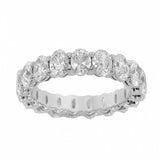 4Ct Oval Cut Diamond Eternity Stylish Women Wedding Band 14K White Gold Finish