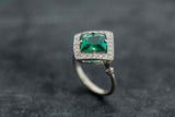 2ct Engagement Ring Princess Cut Green Emerald Diamond Halo 14k White Gold Over