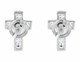 0.2ct Round Cut VVS1D Diamond Cross Stud Earrings Women 14k White Gold Finish