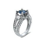 4Ct Cushion Blue Sapphire Split Band Vintage Engagement Ring 14K White Gold Over