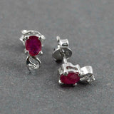 1.5ct Drop Earrings Oval Cut Pink Ruby Stylish Design 14k White Gold Finish