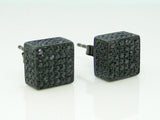 0.4ct Round Cut Black Diamond Iced Cube Cluster Stud Earrings 14k BlackGold Over