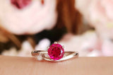 1ct Round Cut Pink Ruby Engagement Ring 14k White Gold Finish Unique Solitaire