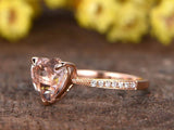 1.2ct Heart Cut Peach Morganite Engagement Ring 14k Rose Gold Finish Heart Shape