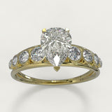 3.9ct Pear Cut Diamond Solitaire Stylish Bezel Accent Ring 14k YellowGold Finish