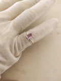 2ct Engagement Ring Emerald Cut Pink Sapphire Three Stone 14k White Gold Finish