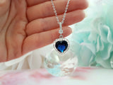 3ct Heart Cut Blue Sapphire Love Valentine Women Pendant 14k White Gold Finish