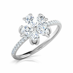 2Ct Pear Cut Diamond Floral Nature Inspired Engagement Ring 14K White Gold Over