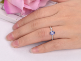 1ct Oval Cut Blue Tanzanite Engagement Ring Braided Solitaire 14k WhiteGold Over