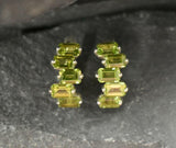 2.5ct Drop Earrings Emerald Cut Green Peridot Geometric Bar 14k WhiteGold Finish