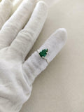 1ct Engagement Ring Pear Cut Green Emerald Three Stone 14k White Gold Finish