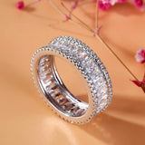 5Ct Baguette Cut Diamond Round Accents Eternity Wedding Band 14K White Gold Over