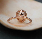 1.5ct Engagement Ring Oval Cut Diamond Halo Solitaire 14k Rose Gold Finish