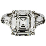 2.3ct Asscher Cut Diamond Engagement Ring Accents Trilogy 14k White Gold Finish