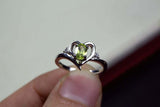 1ct Engagement Ring Oval Cut Peridot Bypass Style Heart 14k White Gold Finish