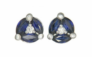 1.5ct Marquise Cut Blue Sapphire Unique Stud Earrings 14k White Gold Finish