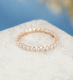 1.2ct Round Cut Moissanite Full Eternity Women Wedding Band 14k Rose Gold Plated