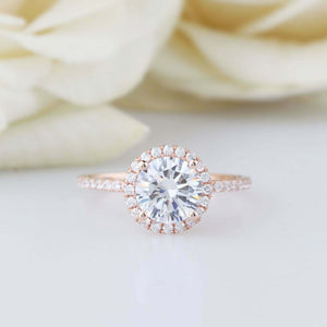 1.6ct Round Cut VVS1 Diamond Engagement Ring Halo Solitaire 14k Rose Gold Finish