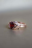 1ct Pear Cut Red Garnet Engagement Ring Floral Petal Leaf 14k Rose Gold Finish