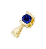 1ct Round Cut Blue Sapphire Unique Design Pendant 14k YellowGold Finish NO CHAIN