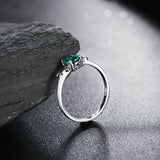 0.75Ct Oval Cut Green Emerald Angel Wings Solitaire Ring 14K White Gold Finish