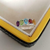 2.5ct Wedding Ring Band Oval Cut Multi Color Five Stone 14k White Gold Finish