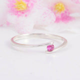 0.2ct Round Cut Pink Sapphire Tension Set Solitaire Ring 14k White Gold Finish