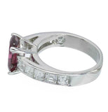 2ct Cushion Cut Pink Ruby Engagement Ring Diamond Accents 14k White Gold Finish