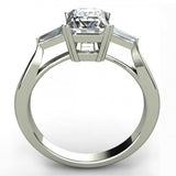 2ct Emerald Cut Diamond Baguette Accent Engagement Ring 14k White Gold Finish