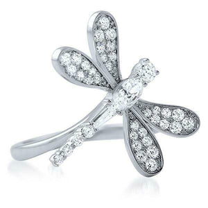 1.28ct Oval Cut Diamond Engagement Ring Dragonfly Design 14k White Gold Finish