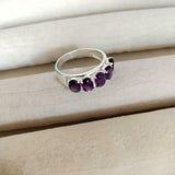 2.6ct Wedding Ring Band Oval Cut Purple Amethyst Five Stone 14k WhiteGold Finish