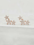 1.2ct Round Cut Diamond Three Star Design Stud Earrings 14k Rose Gold Finish