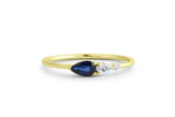 0.5ct Pear Blue Sapphire Teardrop Minimalist Engagement Ring 14k YellowGold Over