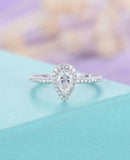 1.6ct Pear Cut VVS1 Diamond Halo Stylish Engagement Ring 14k White Gold Finish