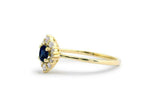 1.5ct Round Cut Blue Sapphire Diamond Halo Engagement Ring 14k YellowGold Finish