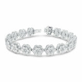 25Ct Round Cut Diamond Floral Halo Women Tennis Bracelet 14K White Gold Finish