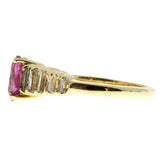 2ct Oval Cut Pink Sapphire Engagement Ring Baguette Accent 14k YellowGold Finish