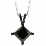 1ct Princess Cut Black Diamond Solitaire Pendant 14k Black Gold Finish NO CHAIN