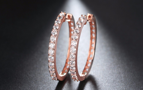 4ct Round Cut Diamond Round Shape Party Wear Hoop Earrings 14k Rose Gold Finish