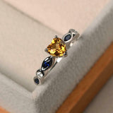 1ct Engagement Ring Heart Cut Citrine Solitaire with Accent 14k WhiteGold Finish