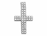 1.75ct Round Cut Diamond Pendant 2 Rows Block Cross Charm 14k White Gold Finish