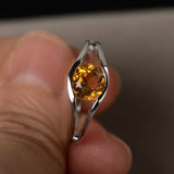 1ct Round Yellow Citrine Split Shank Promise Engagement Ring 14k White Gold Over