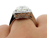 5Ct Cushion Cut VVS1/D Diamond Halo Vintage Engagement Ring 14K White Gold Over