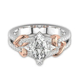 3Ct Marquise Cut Diamond Rose Heart Solitaire Engagement Ring 14K Dual Gold Over