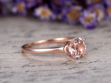 1.3ct Round Cut Peach Morganite Engagement Ring Solitaire 14k Rose Gold Finish