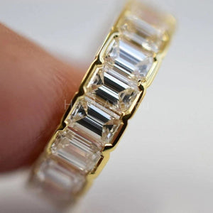 4ct Emerald Simulated Diamond Full Eternity Wedding Band 14k Yellow Gold Plated